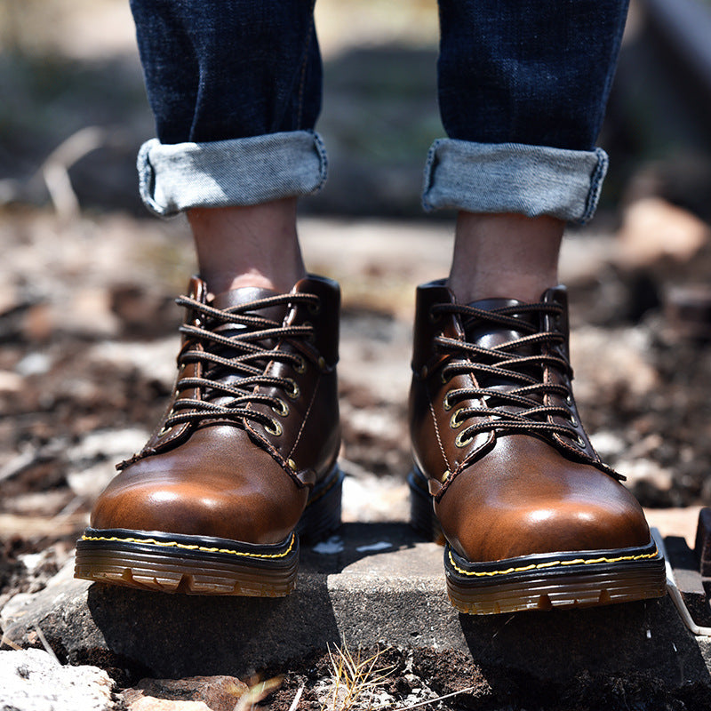 Martin Boots Men's Middle Cut British Style Shoes All-match Tooling Boots