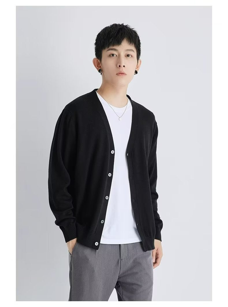 Knitted Cardigan Men's Knitted Shirt Loose Casual