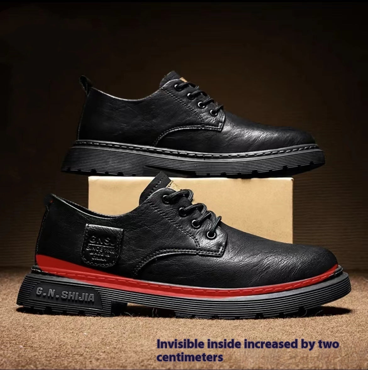 Autumn And Winter Fleece-lined With Hidden Heels Business Men's Low-top Martin Boots