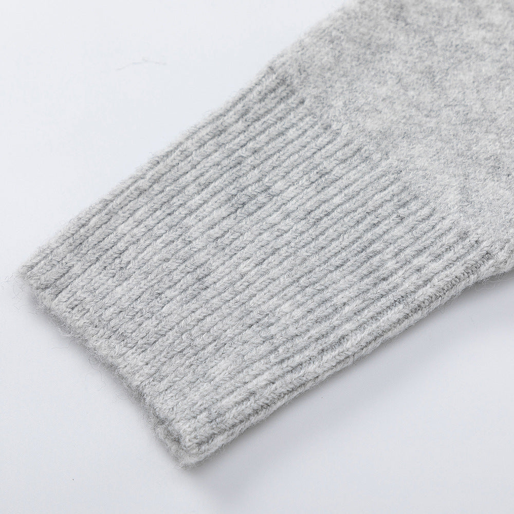 Autumn And Winter Letter Jacquard Slim Round Neck Base Sweater