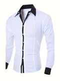 A Handsome Business And Fashionable Long-sleeved Shirt With Contrasting Colors For A Teenage Man