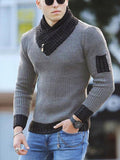 Casual Slim Knit Pullover Long Sleeve Scarf Collar Sweater