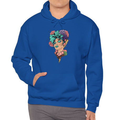 European And American Cartoon Head Print Hooded Sweatshirt