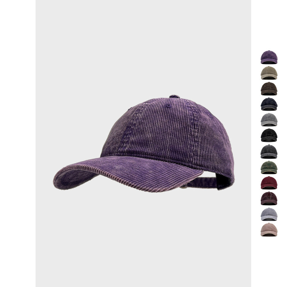 Retro Solid Color Corduroy Cap For Men And Women