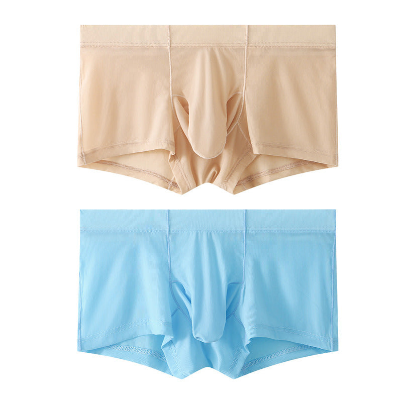 Men's Underwear Bullet Separation Elephant Nose Ice Silk Mask Striped Solid Color Men's Zhongshan Wholesale Boyshorts