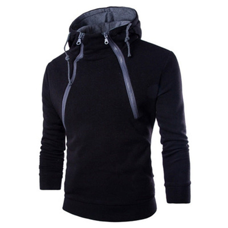 Double Zip Cardigan Contrast Hooded Jacket