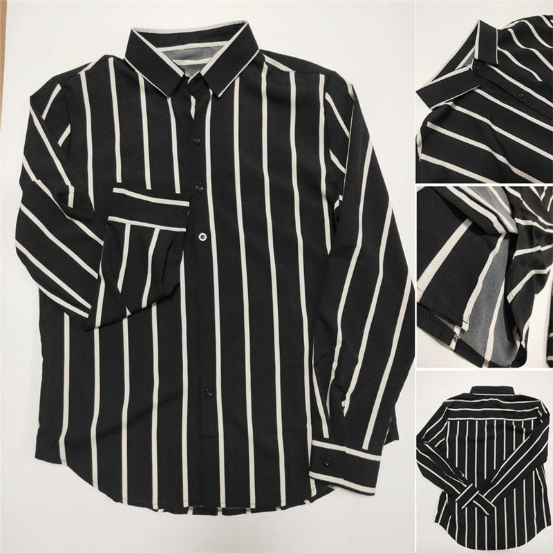 Men's Casual Long Sleeve Striped Shirt