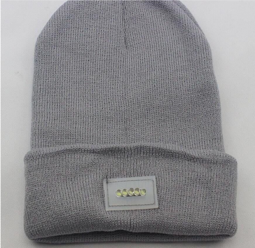 LED Headlamp Glowing Knit Warm Hat With A Flashlight For Camping Night Climbing