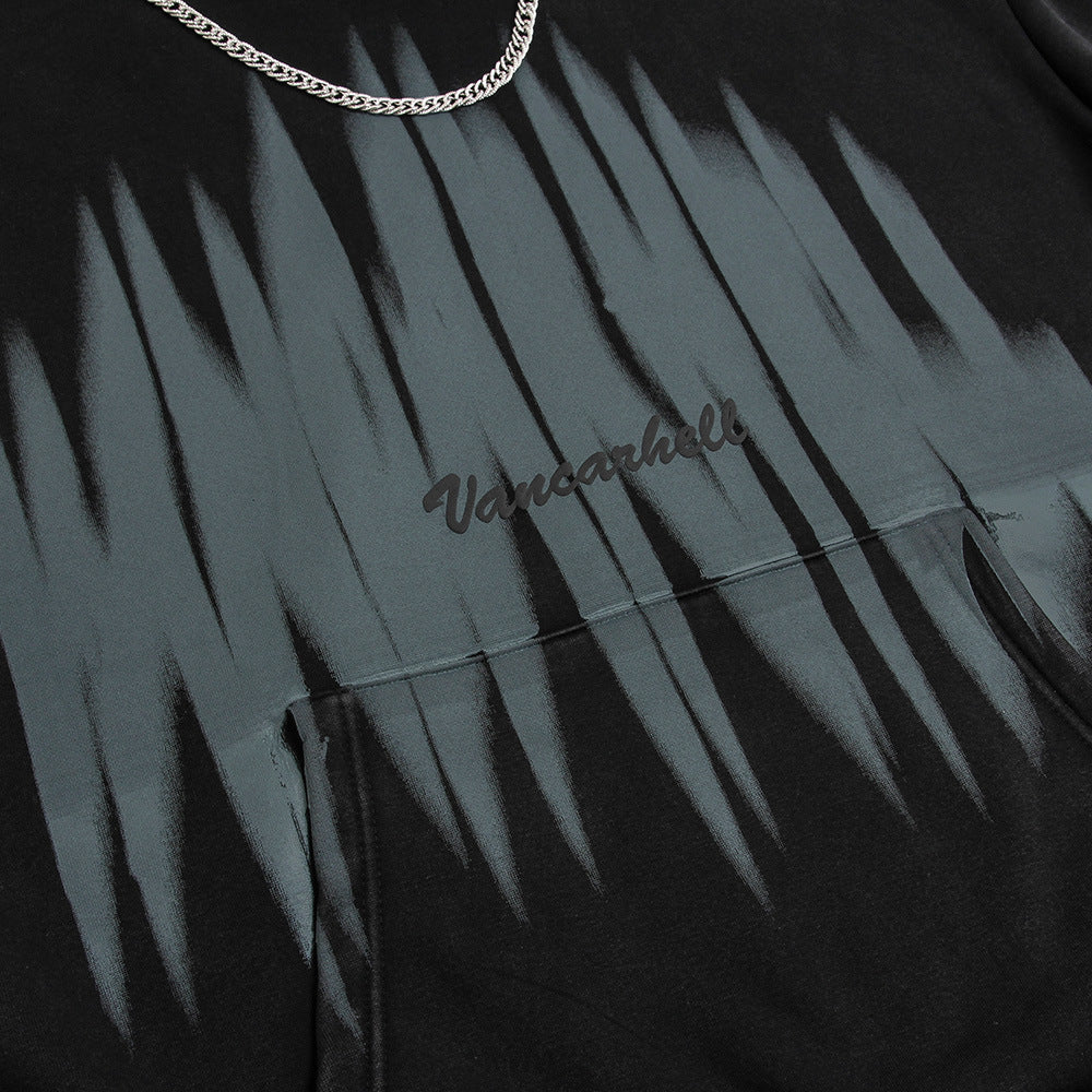 Abstract Graffiti Printing Brushed Hoody Men