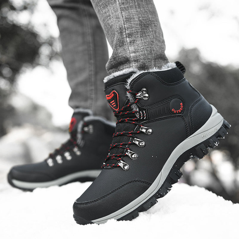 Winter Snow Boots Men Warm Plush Ankle Boots Hiking Lace-up boots