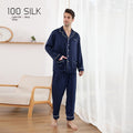 Men's Silk Pajamas 22 M Heavy Mulberry Silk Lapel Homewear