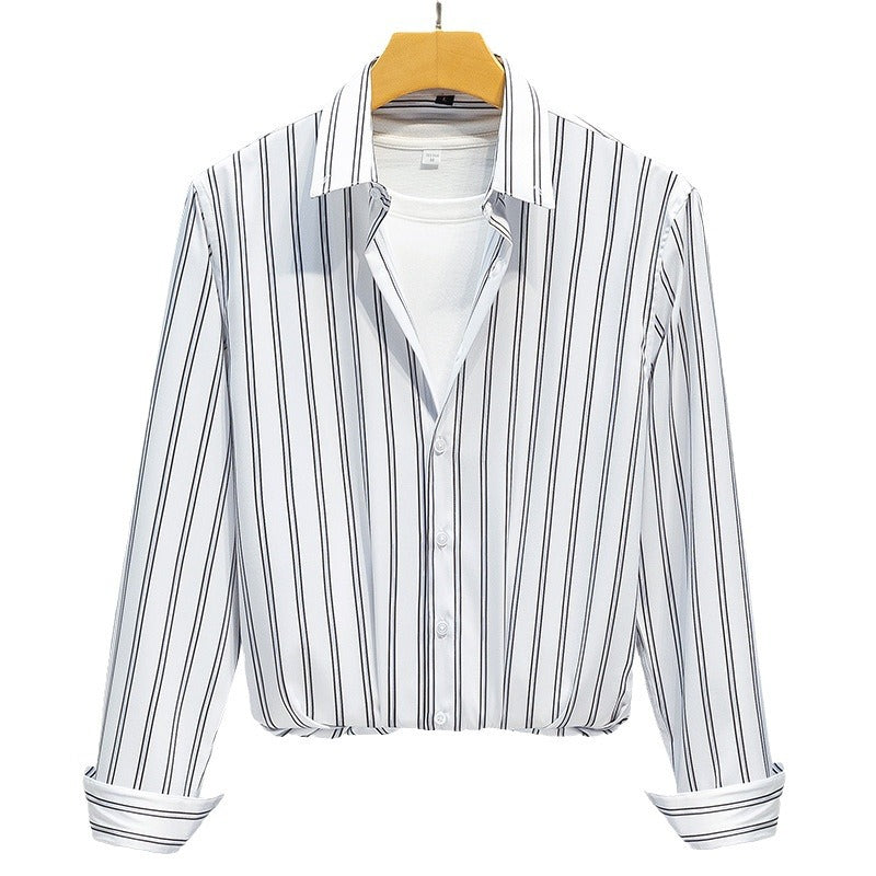 Business Casual Slim-fitting Striped Printed Shirt Men