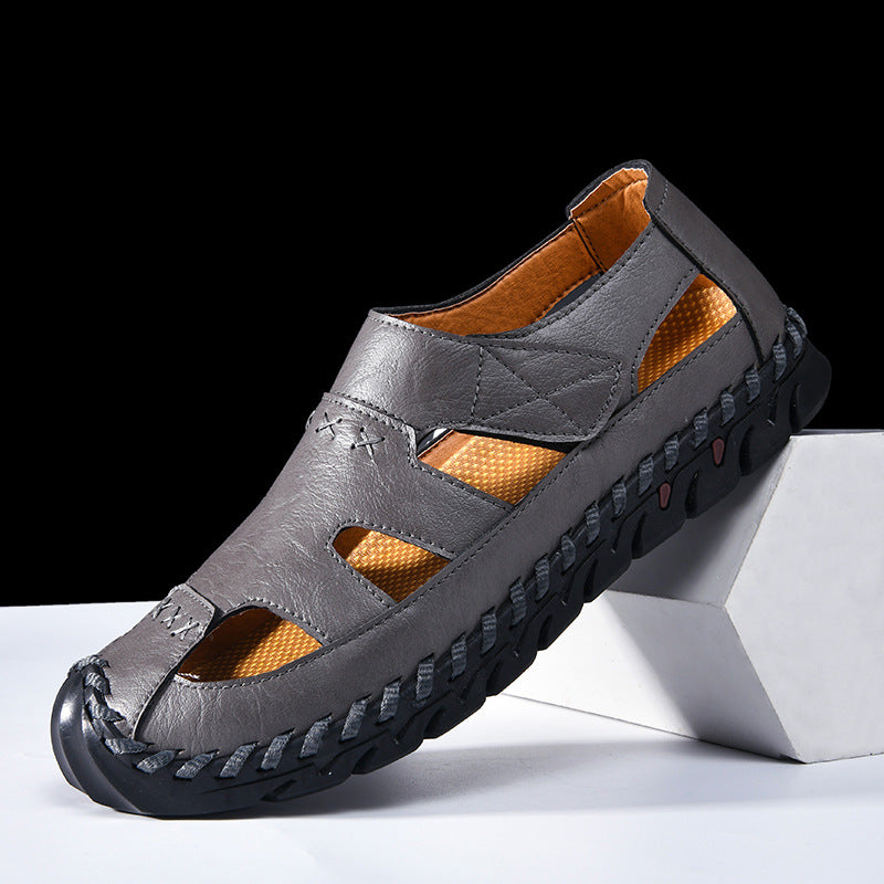 Men's Casual Hand-stitched Velcro Sandals