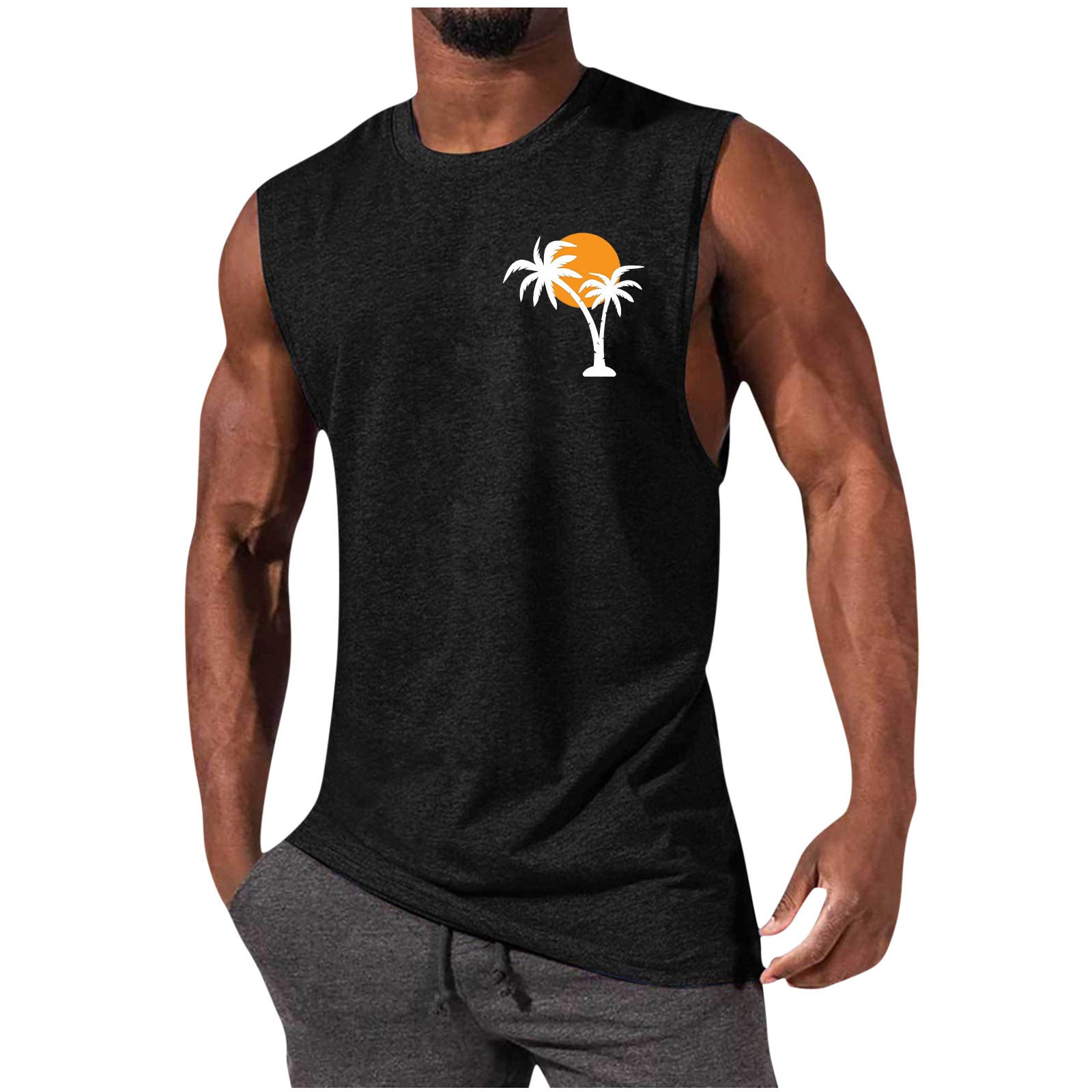 European And American Sleeveless T-shirt Summer Loose Sports Vest Men