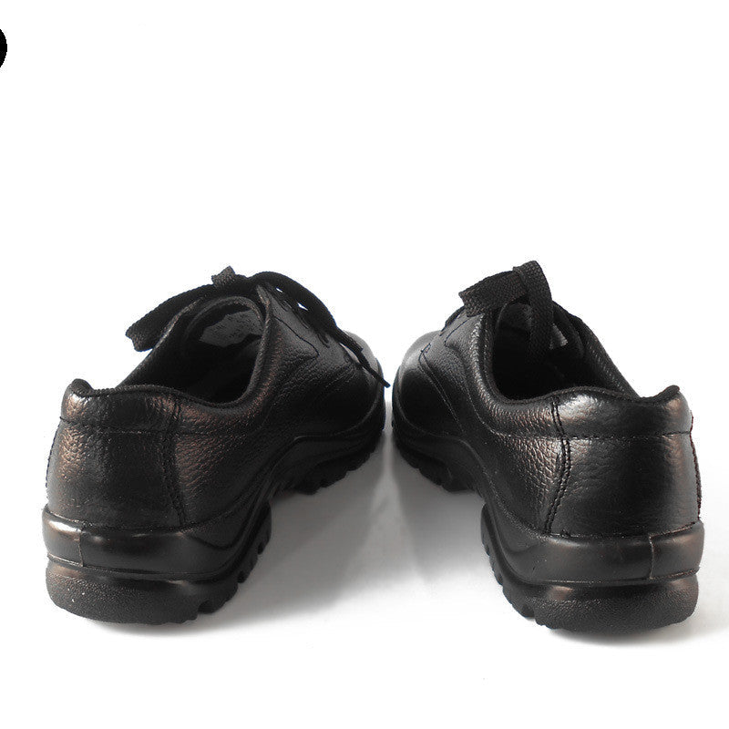 Crimped Genuine Leather Anti-smashing Safety Shoes With Steel Toe And Low-top