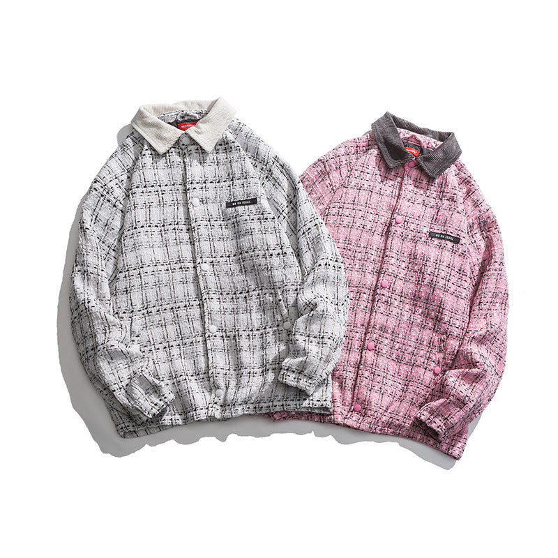 Men's Casual Braided Plaid Lapel Jacket