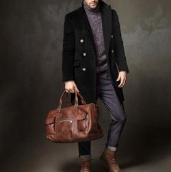 Mid-length double-breasted male youth coat men's jacket