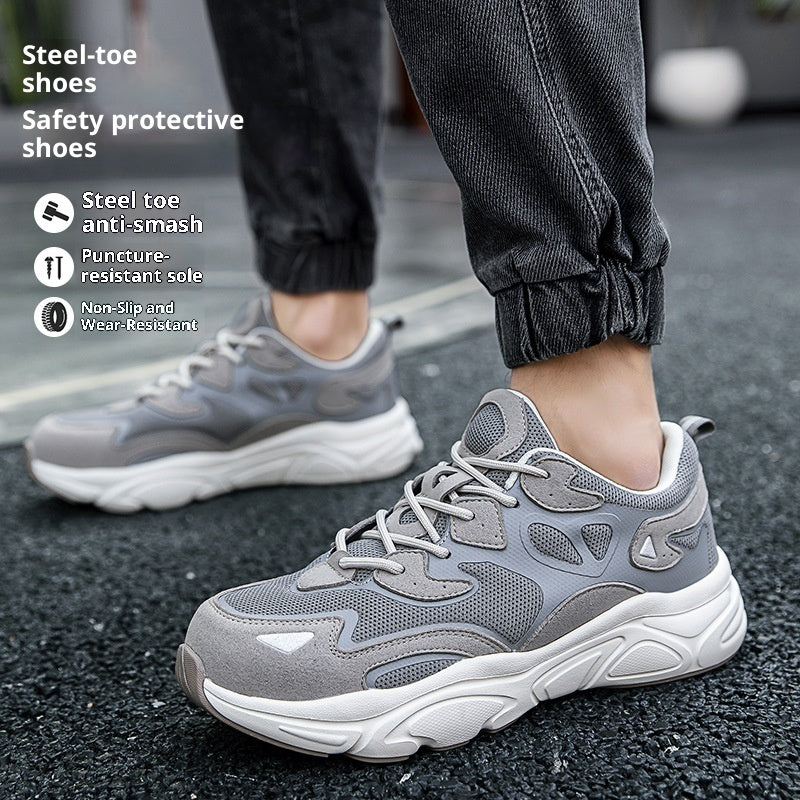 Steel Head Non-slip Soft Bottom Four Seasons Breathable Mesh Shoes
