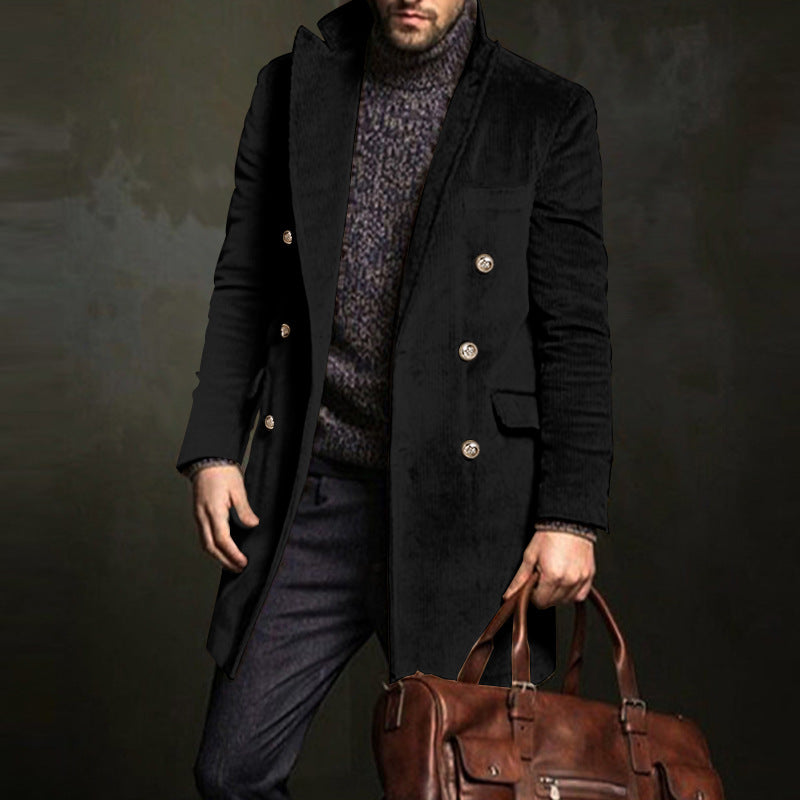 Mid-length double-breasted male youth coat men's jacket