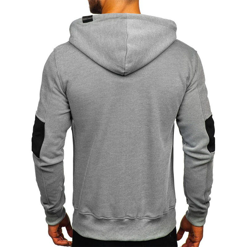 Men's Hooded Stitching Sweater  Cardigan Jacket