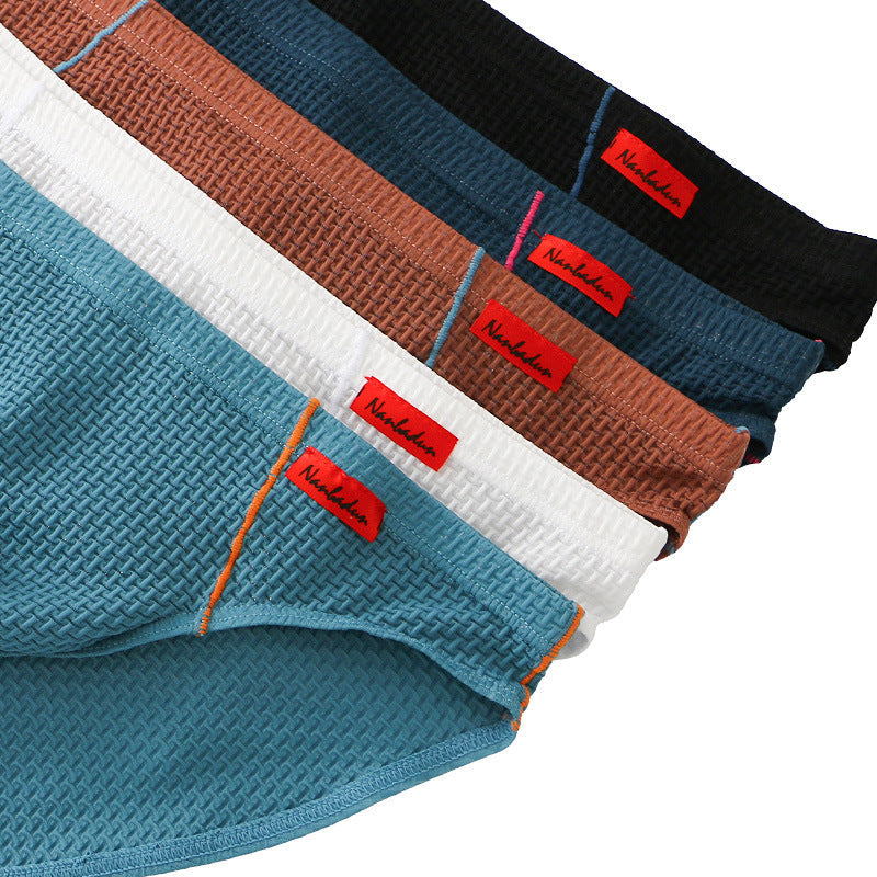 Men's Low Waist Plaid Hip Lifting Briefs