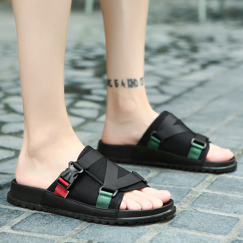 Breathable Fashion Slippers Trendy Casual Flat-heeled Flip Flops Youth Drag