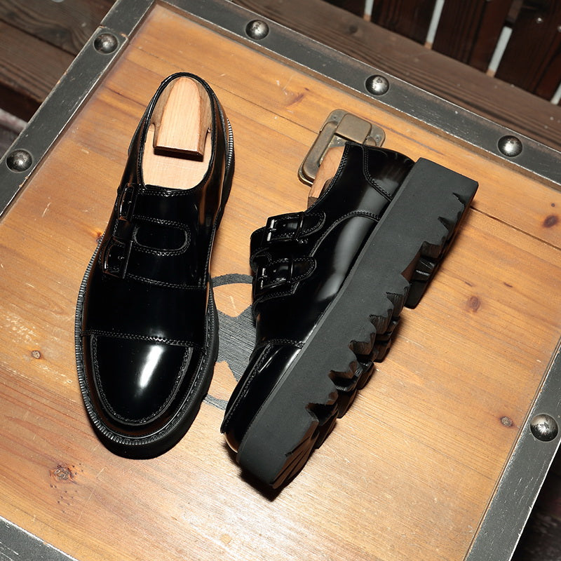 Thick-soled Increased Patent Leather Men's Shoes