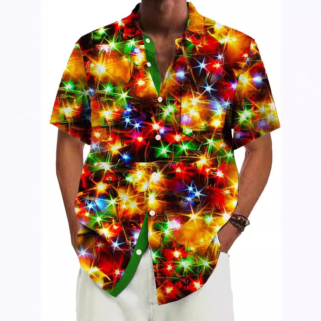 3D Digital Printing Men's Plus Size Button Pocket Short Sleeve Shirt