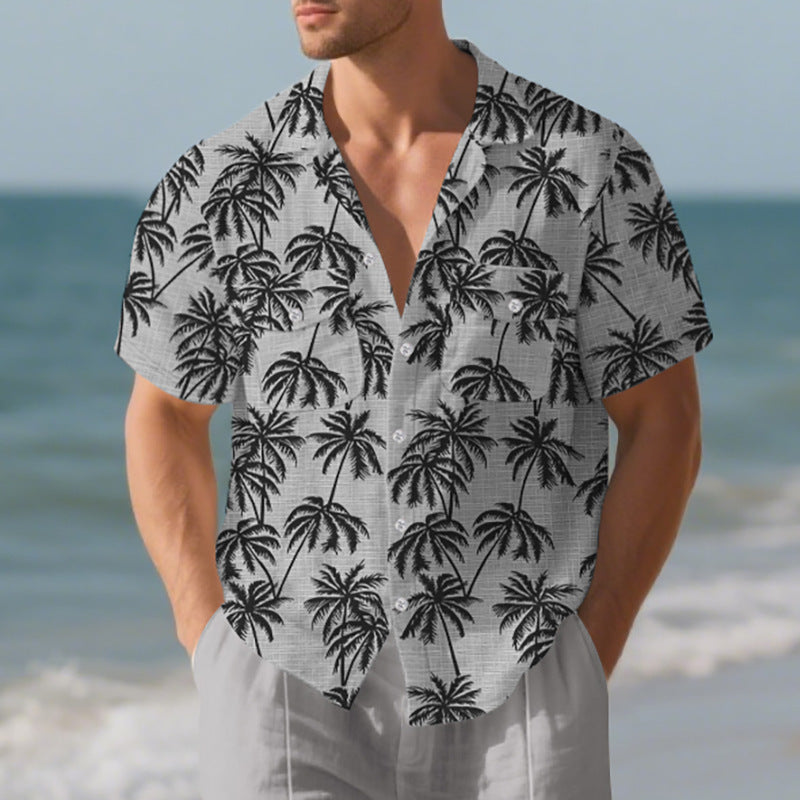 European And American Men's Beach Short Sleeve shirt