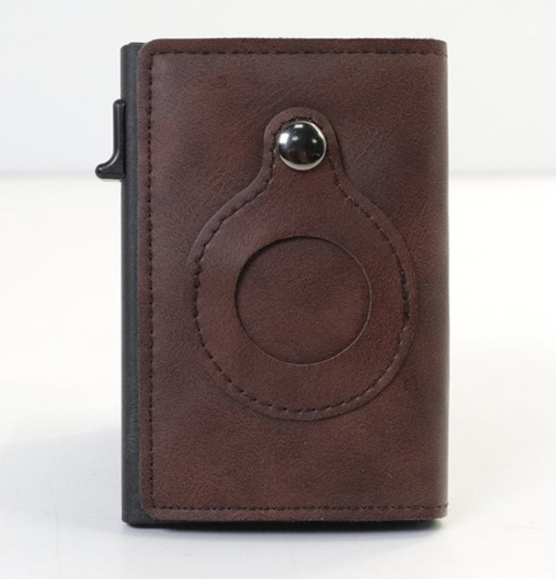 AirTag Wallet Anti Theft Bullet Card Bag Multi-functional Rfid Card Holder Men's Leather Slim Wallets For Airtag
