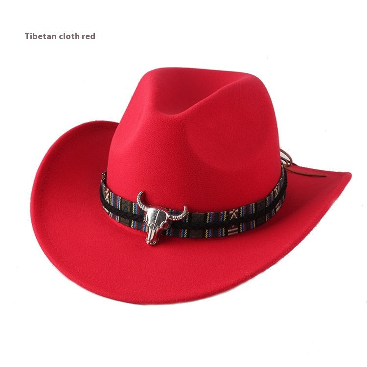 European And American Style Woolen Cowboy Hat Men's Lady Couple Ethnic Style Curling