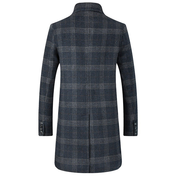 Men's plaid woolen trench coat