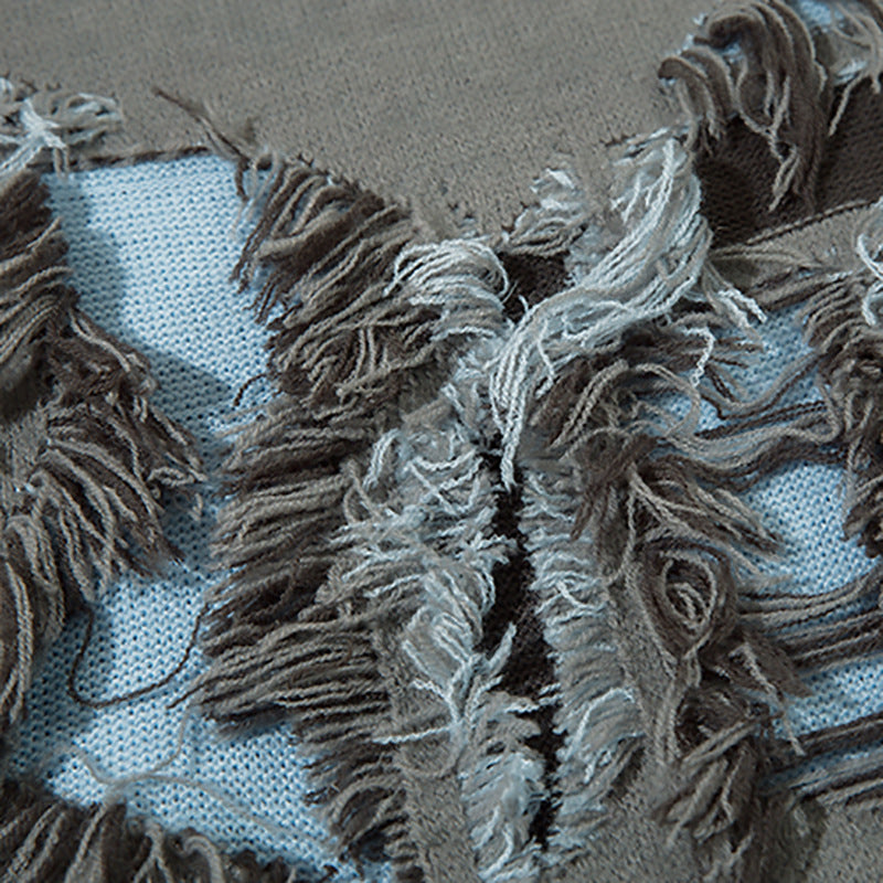 Butterfly Color Matching Hole With Cat Whisker Round Neck Sweater