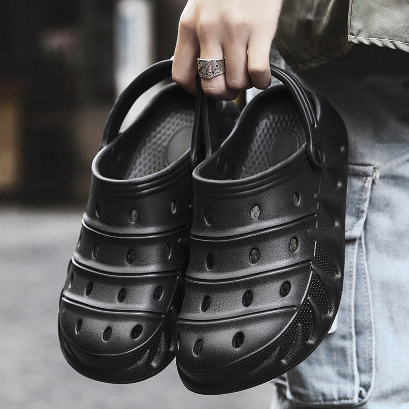 Couple Sandals And Slippers Baotou Hollow, Breathable, Lightweight Casual Two-wear Beach Shoes Hole Shoes