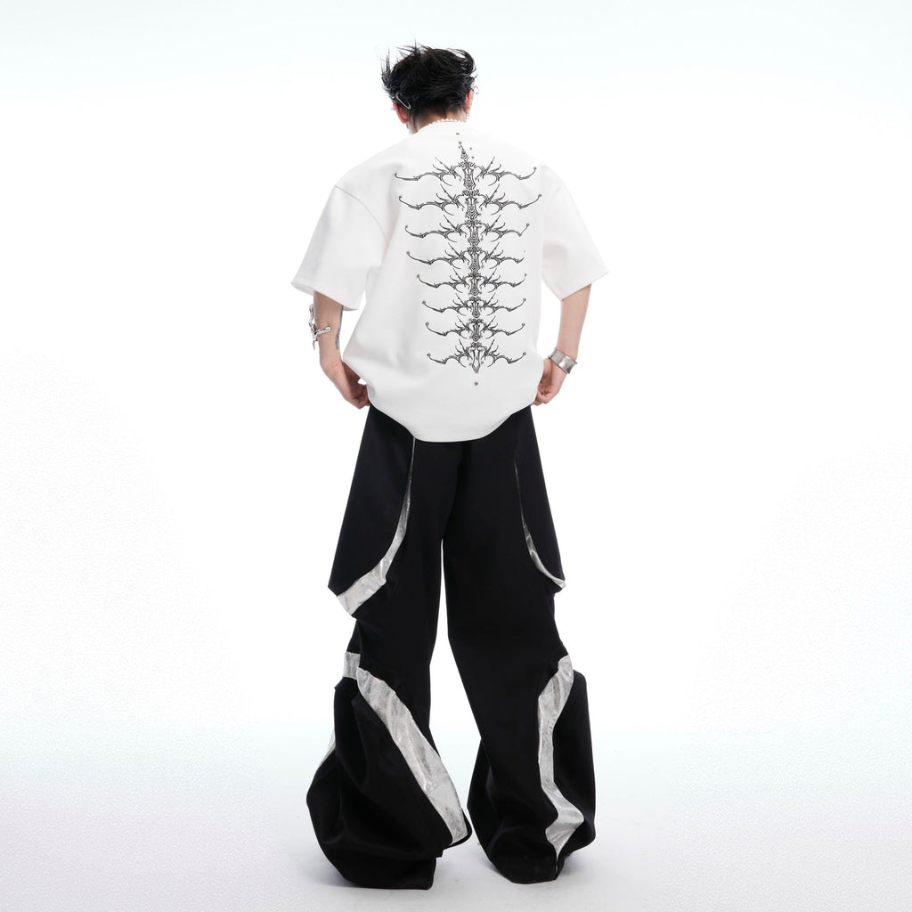 Snake Pupil Backbone Heavy Rivet Backbone Embroidered Short Sleeve Men