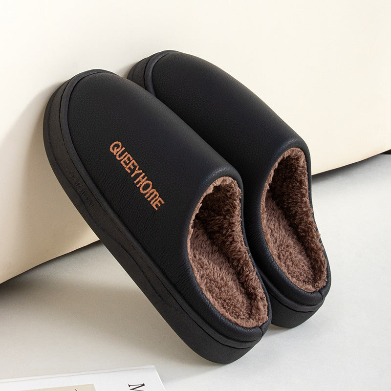 Winter Cotton Waterproof Outdoor Slippers Home Non-slip Winter Fleece-lined Men's Platform