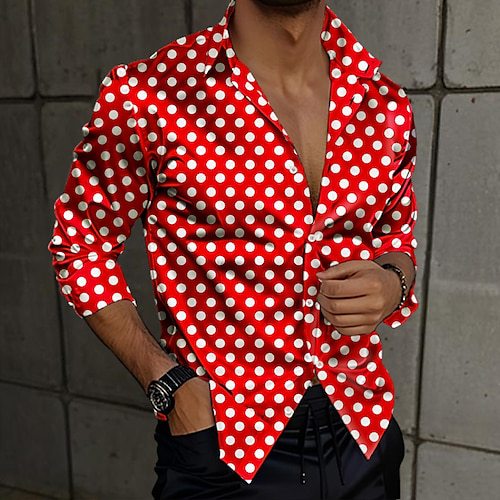 3D Polka-dot Loose-fitting Long Sleeve Printed Shirt