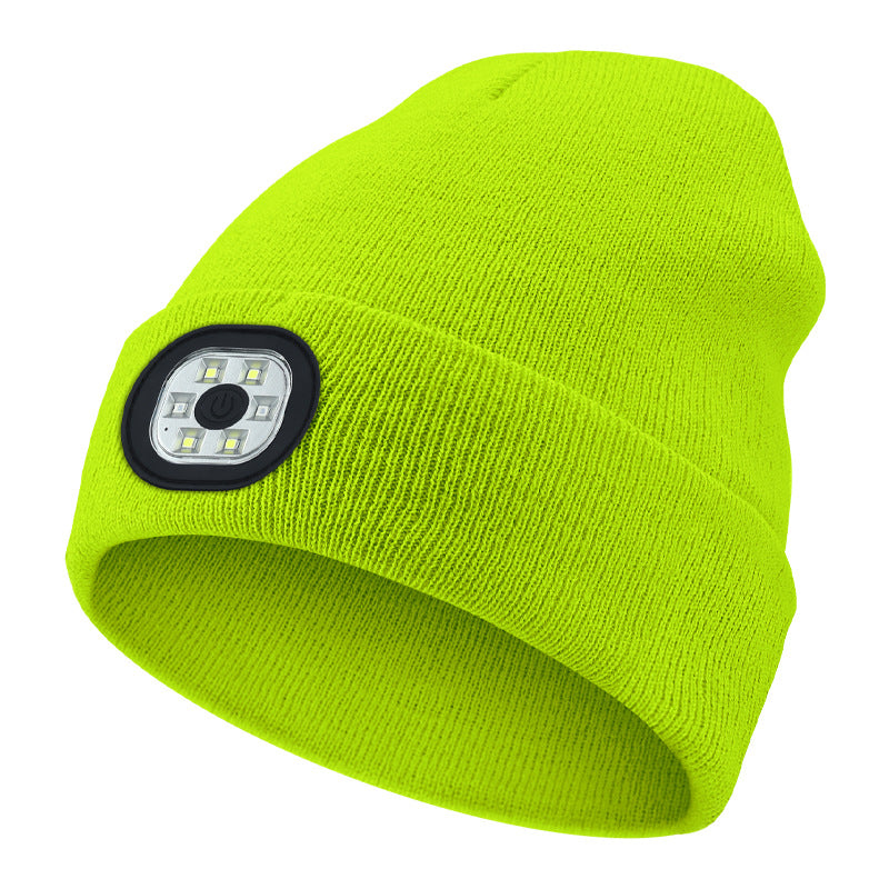 Outdoor Riding Lighting Headlights Cap Multi-color Optional Night Running LED Light Emitting Knitted Hat