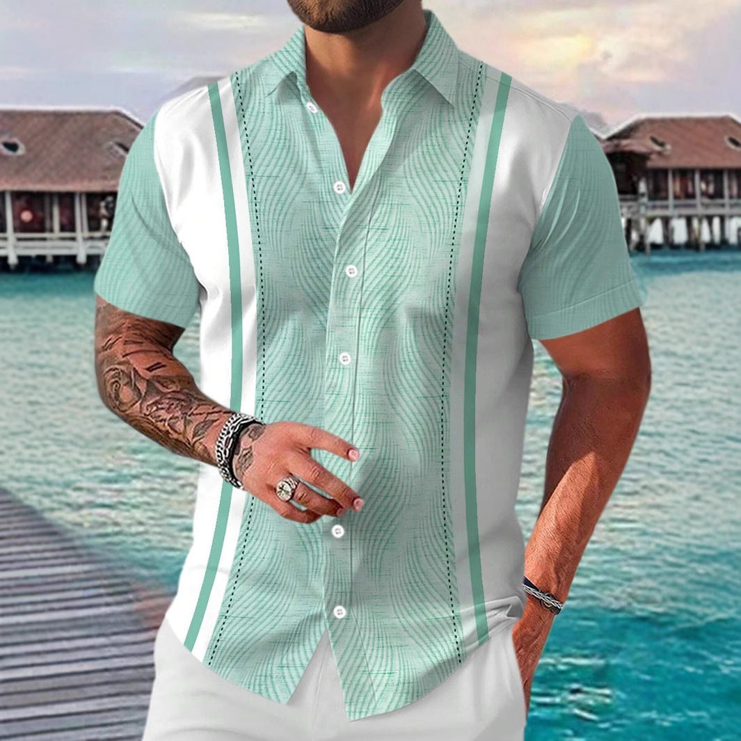 Casual All-matching Geometric Short Sleeve Shirt