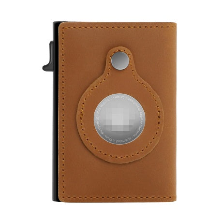 Rfid Card Holder Men Black Short Purse Small Leather Slim Wallets Mini Wallets For Airtag Air Tag