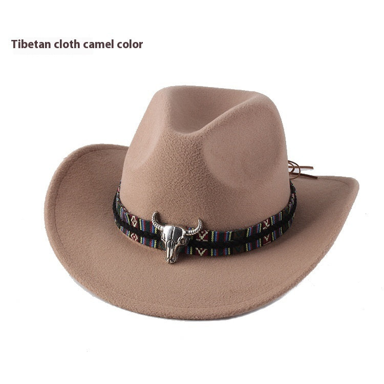 European And American Style Woolen Cowboy Hat Men's Lady Couple Ethnic Style Curling