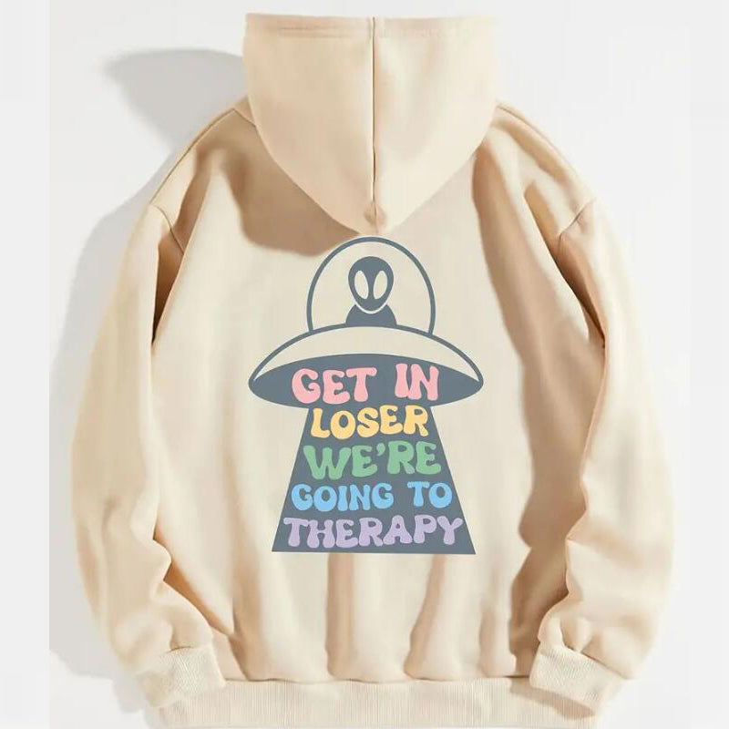 Alien Printed European And American Velvet Hooded Sweater