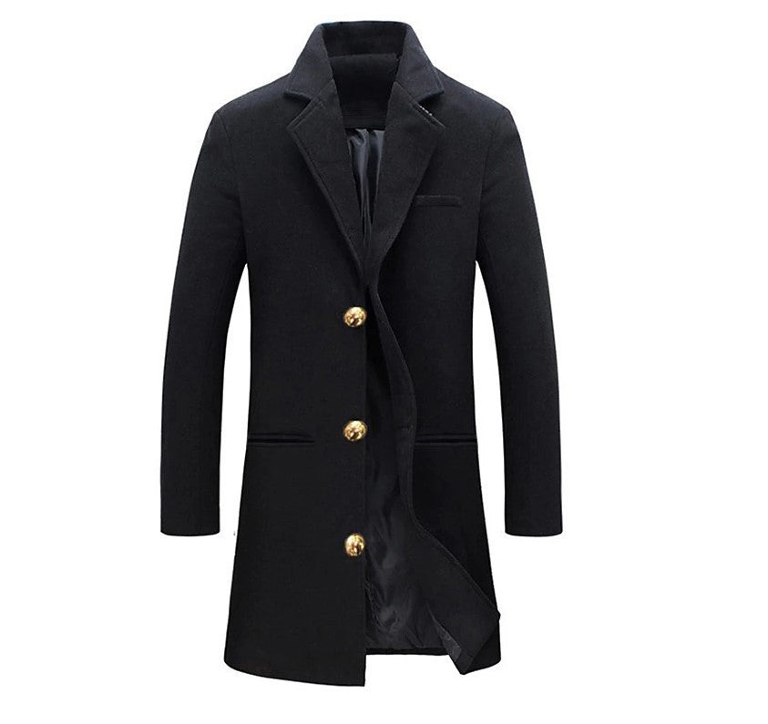 Men's Mid-length woolen Trench Coat