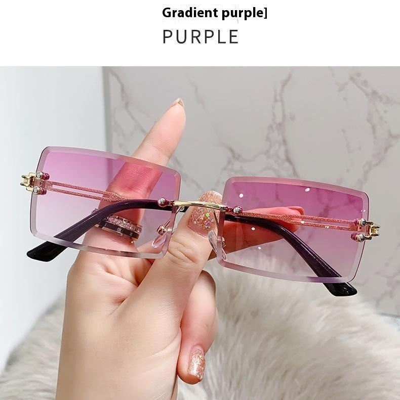 Frameless Trimming Sunglasses Fashion Ocean Lens