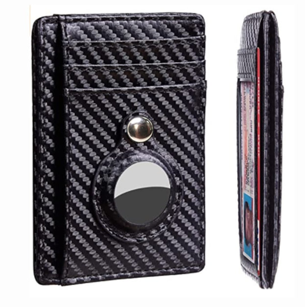 AirTag Wallet Anti Theft Bullet Card Bag Multi-functional Rfid Card Holder Men's Leather Slim Wallets For Airtag