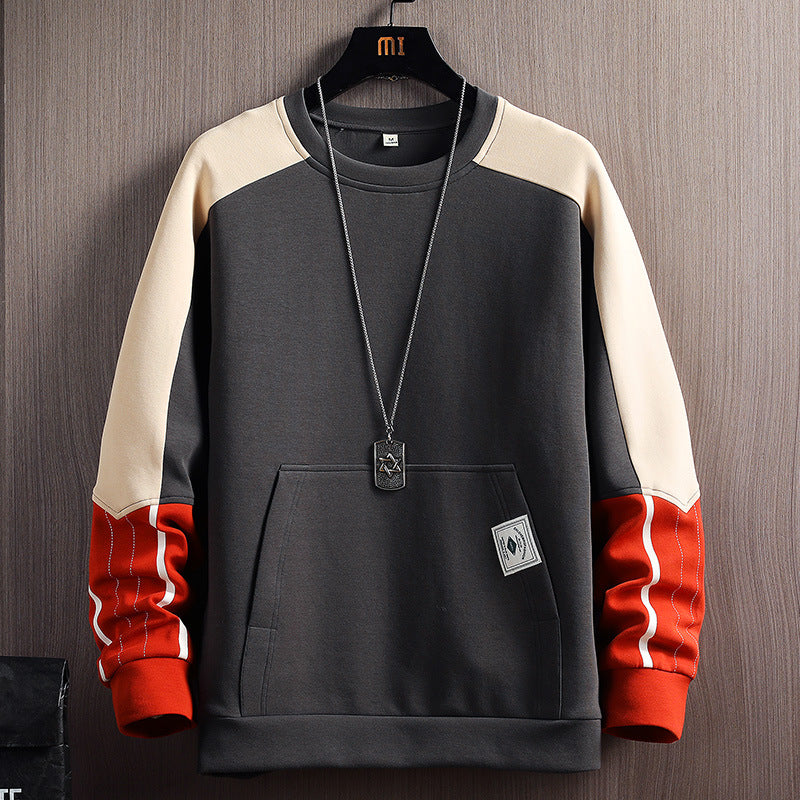 Round Neck Pullover Stitching Contrast Sweater