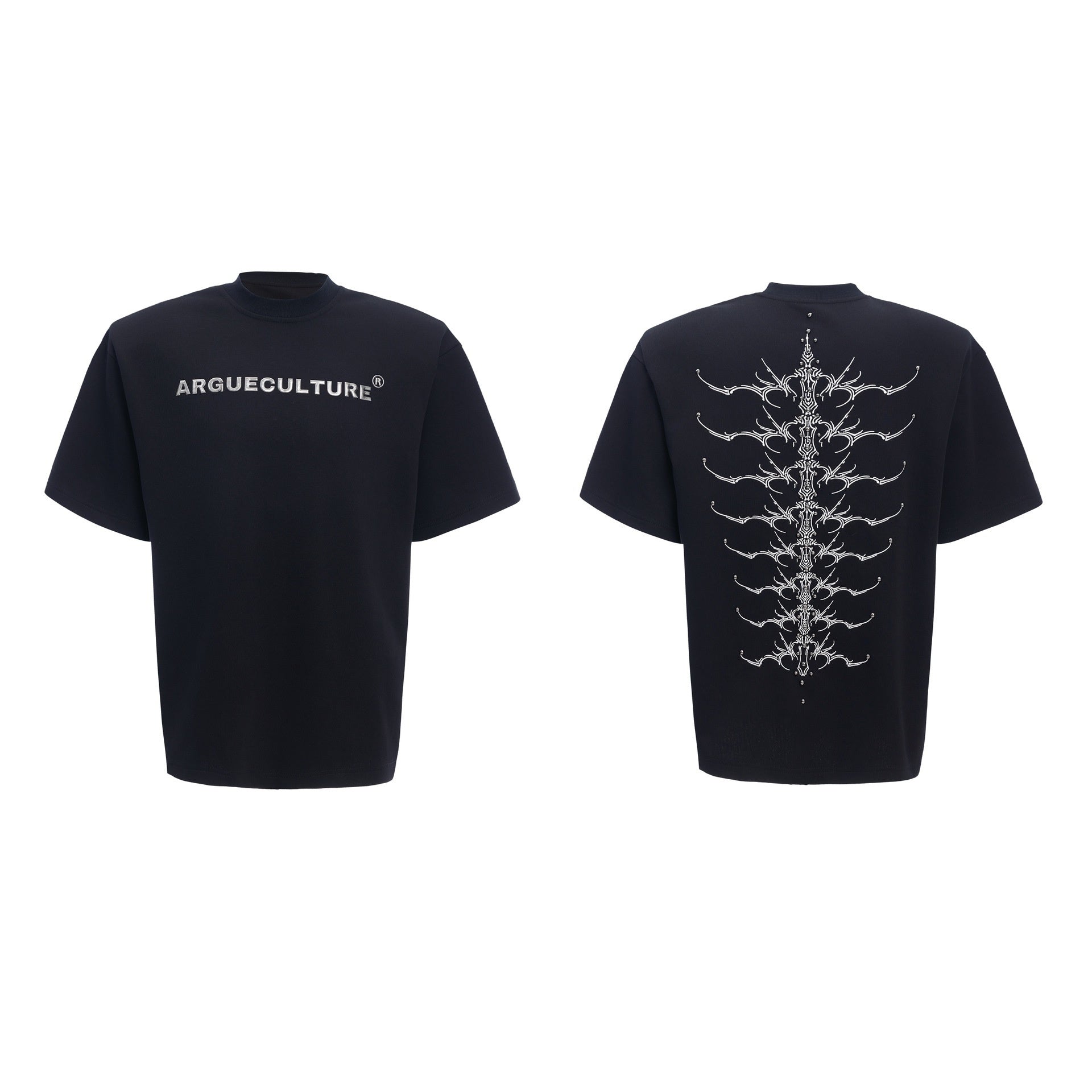 Snake Pupil Backbone Heavy Rivet Backbone Embroidered Short Sleeve Men