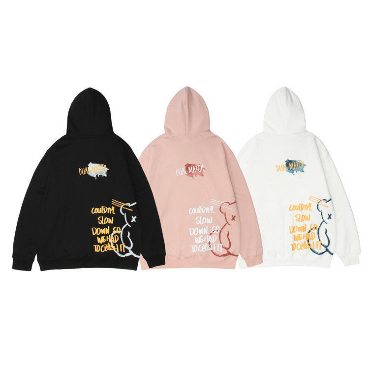 Bear Print Hooded Sweatshirt Men