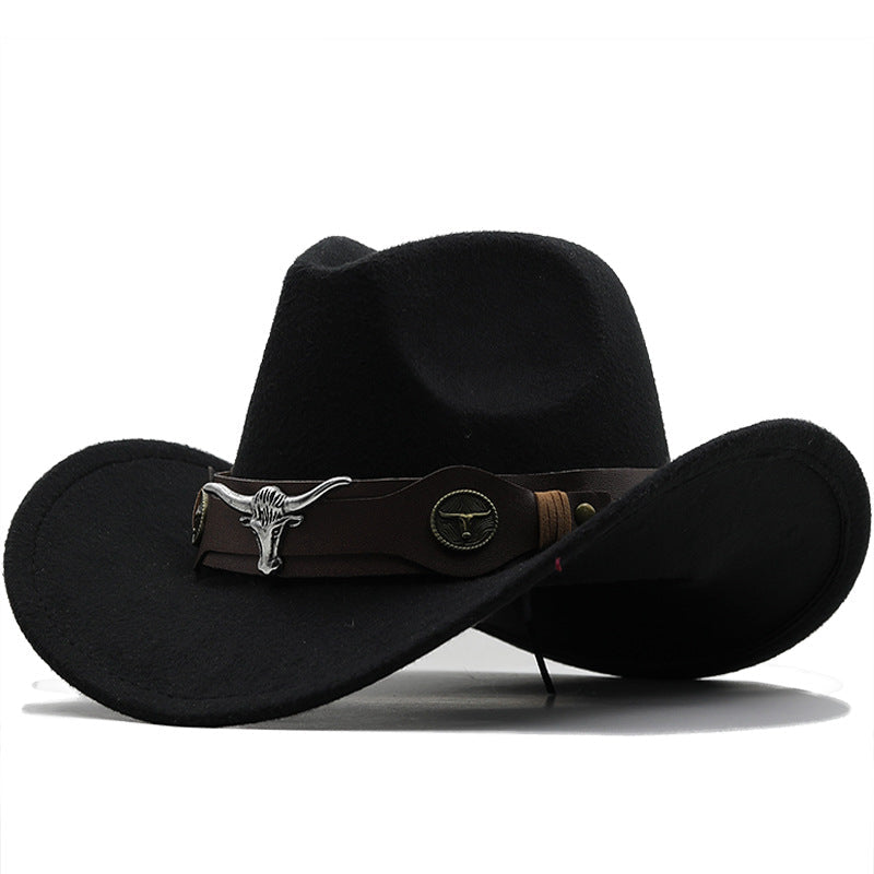 Fashion Woolen Western Denim Top Hat