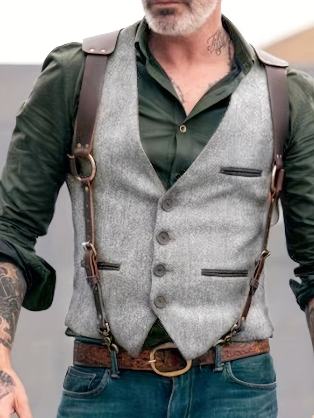 A Simple And Casual British Style Vest In Contrasting Colors For Men Without Straps